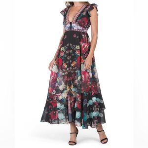 🎉LAST PIECE🎉DALIA MACPHEE Floral Maxi Dress With Ruffle Sleeve Detail